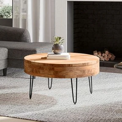 Privado 31" Round Storage Coffee Table, Natural