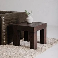 Solid Reclaimed Wood Side Table, Rustic Brown