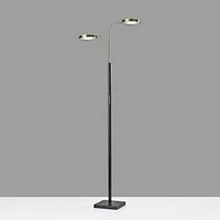 2 Light Led Floor Lamp, Metal, Brass/Black