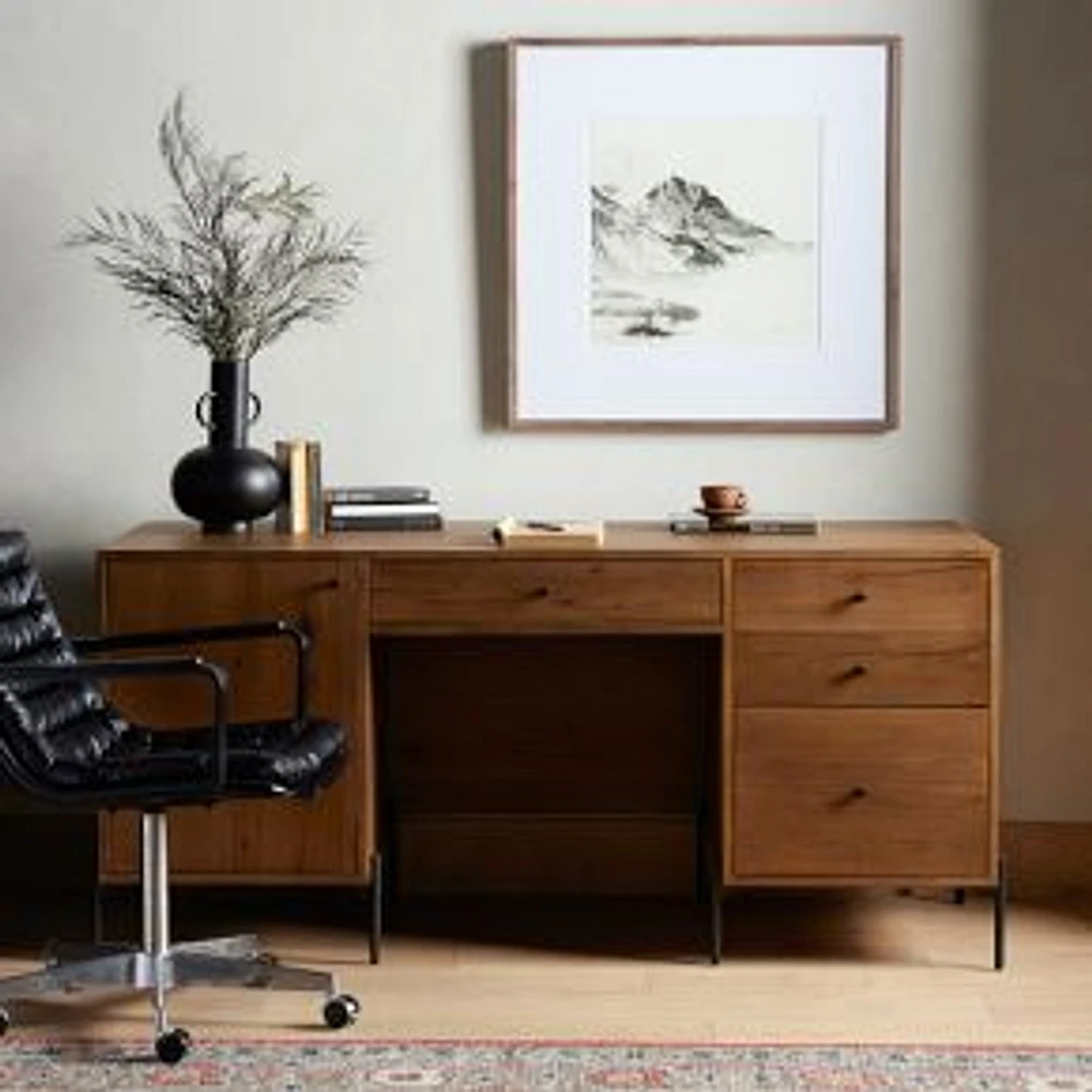 Veda Executive Desk-Amber Oak Resin