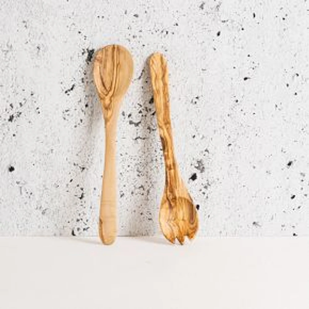 Olive Wood Utensils Serving Set