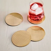 Linear Brass Coasters, Set of 4, Antique Brass