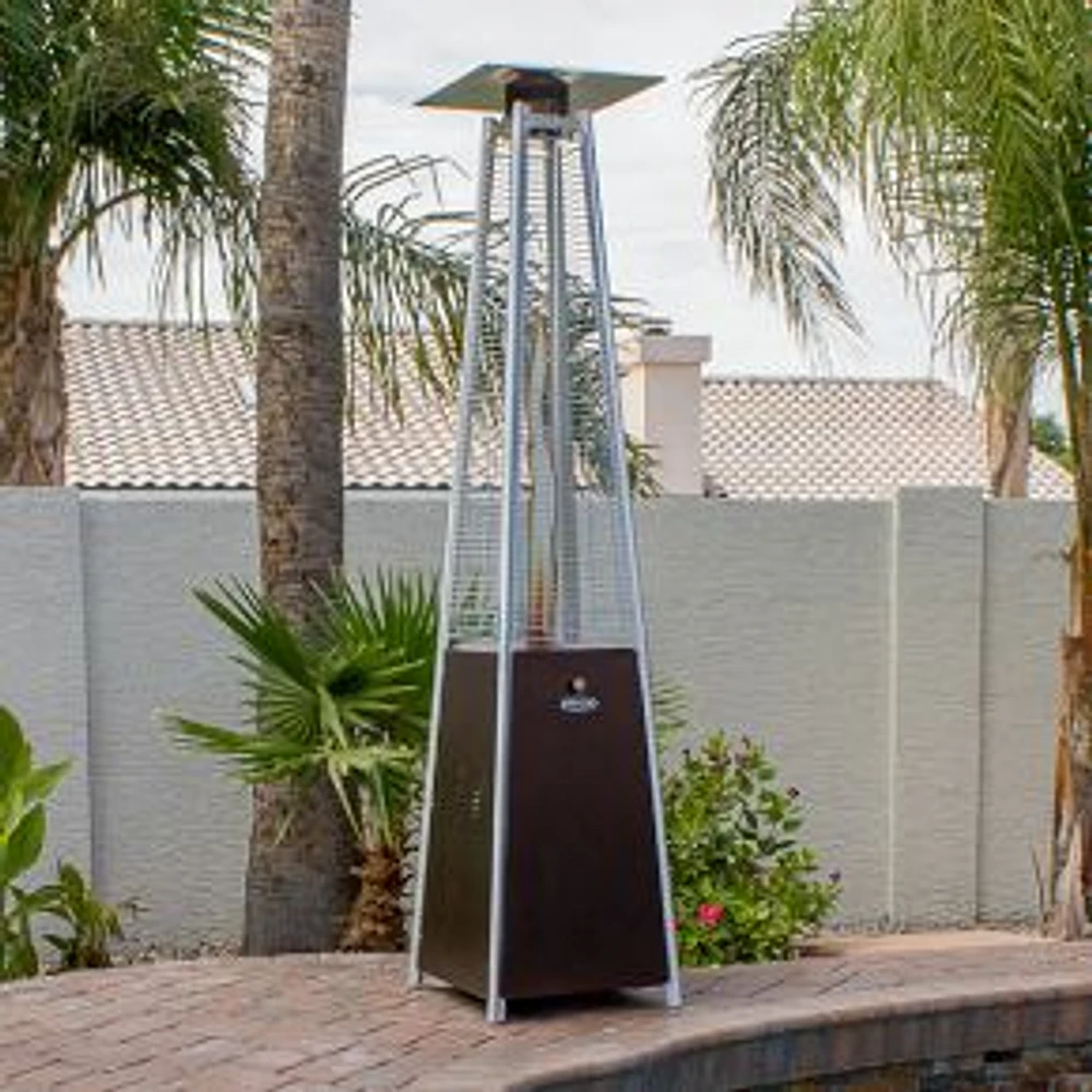 AZ Patio Heaters Glass Tube Patio Heater in Hammered Bronze