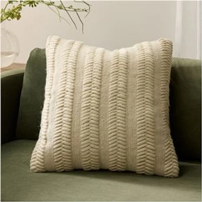 Chunky Herringbone Wool PC, 20x20, Alabaster