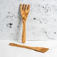 Olive Wood Serving Spatula Forks - Pair