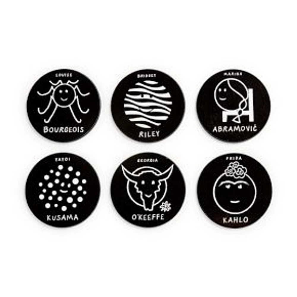 Herstory of Art Coasters, MDF, Black & White, Set of 6