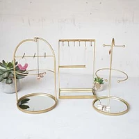 Tabletop Jewelry Stand With Mirror Bases, Set Of 3