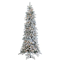 Pre-Lit Faux Narrow Flocked Pencil Pine Tree | West Elm