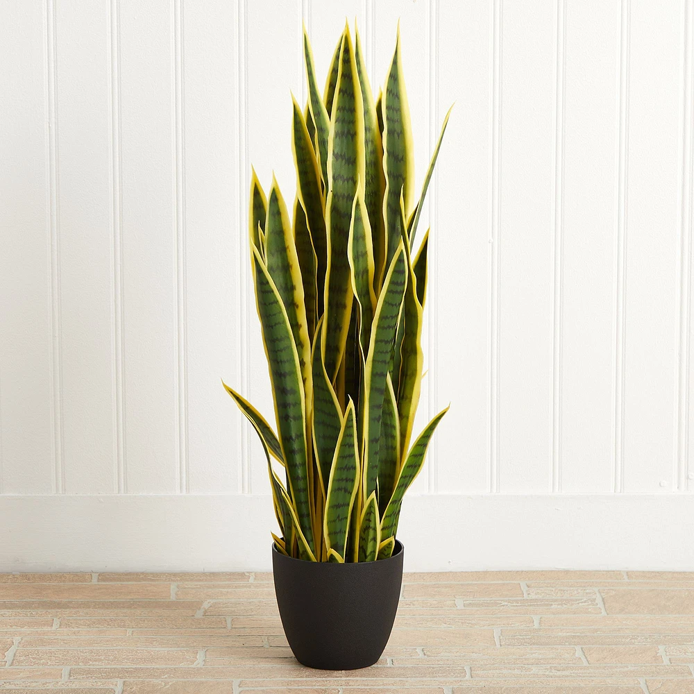 Faux Tabletop Sansevieria Plant, 35", Green