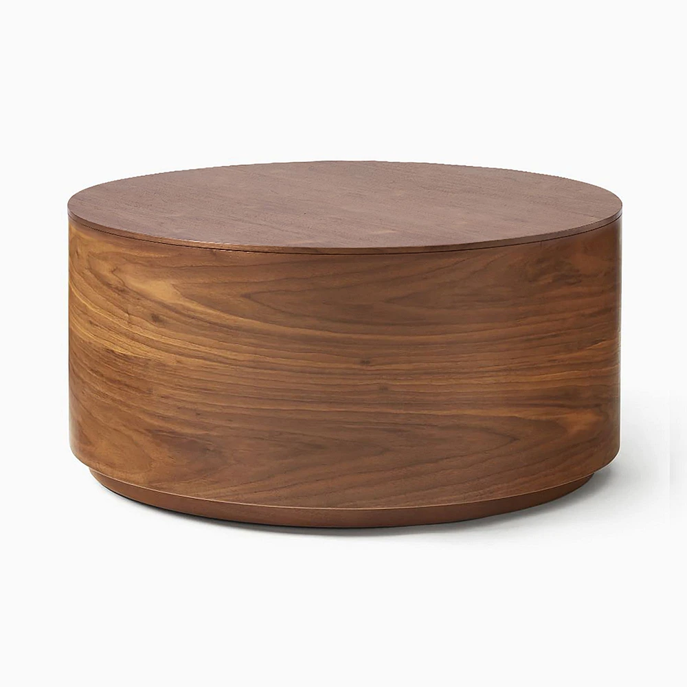 Volume Round Drum Coffee Table - Wood | Modern Living Room Furniture West Elm