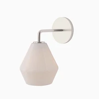 Sculptural Sconce, Geo Small, Milk, Chrome, 7"