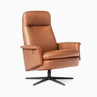 Crescent Leather Swivel Recliner | West Elm