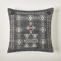 Framed Moroccan Woven Pillow Cover, 20"x20", Midnight