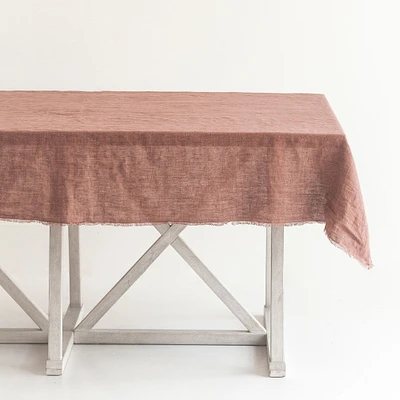 Stone Washed Linen Tablecloth - Ash Rose