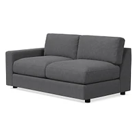 Open Box: Urban Left Arm 2 Seater Sofa, Poly, Performance Distressed Velvet, Pewter