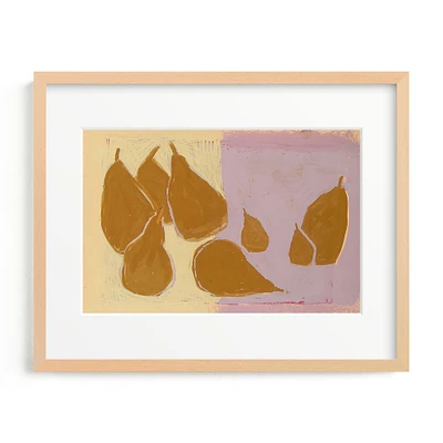 Bosc Pears by Liz Innvar, Natural Wood Frame, Matted Print, 14x11