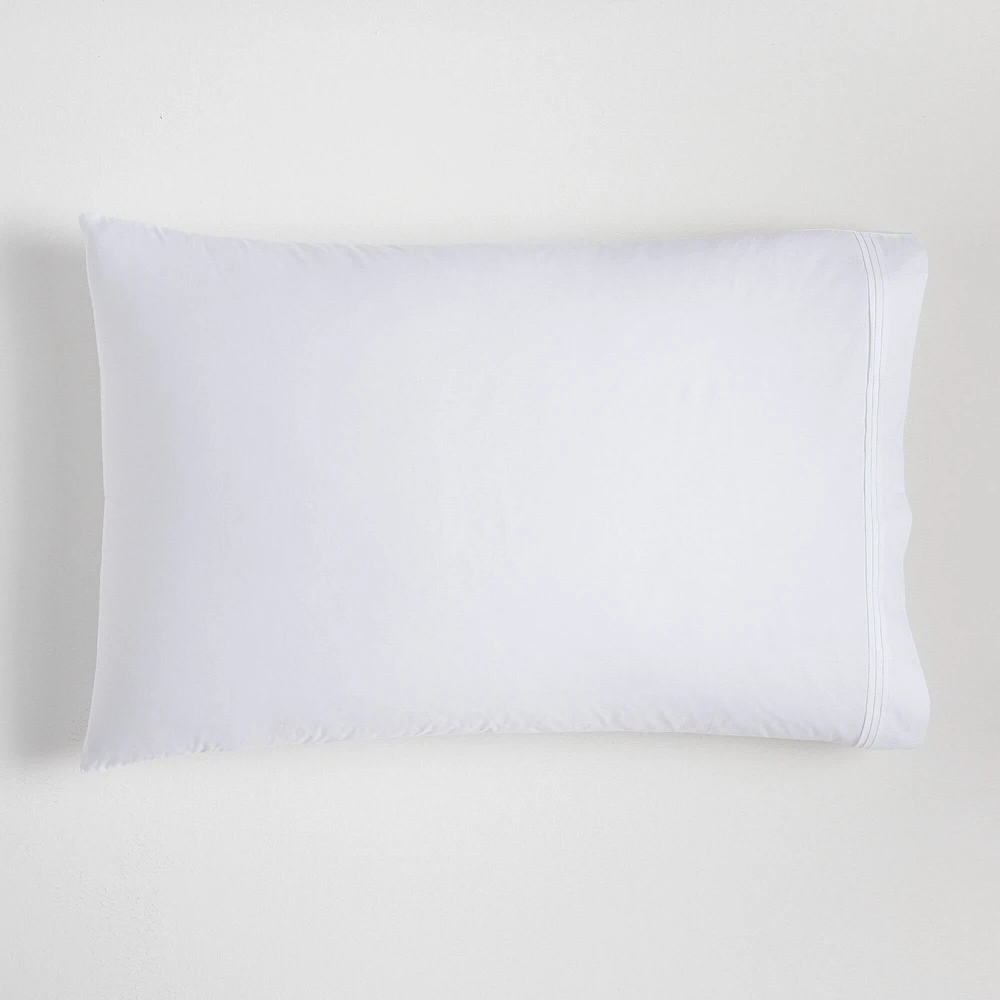 400TC Organic Percale Pleated Edge Standard  Pillowcase, White