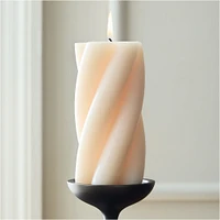 Chunky Twist Pillar Candle, White, 3x4