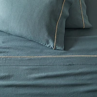 European Flax Linen Pom Sheet Set & Pillowcases | West Elm