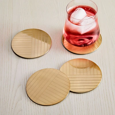 Linear Brass Coasters (Set of 4) | West Elm