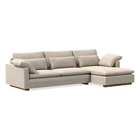 Harmony 112" Left Multi Seat 2-Piece Chaise Sectional, Standard Depth, Performance Distressed Velvet, Sand, Dark Walnut