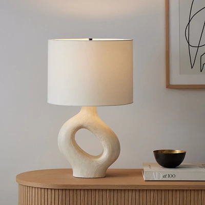 Chamber Ceramic Table Lamp White Linen (25")