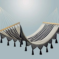 Double Weave Fringed Hammock w/o Spreader Bar, Colonial Navy Blue