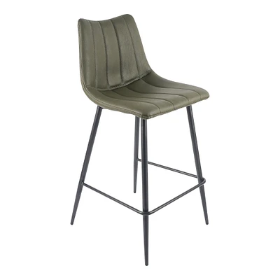 Open Box: Alibi Leather Counter Stool, Dark Green, Set of 2