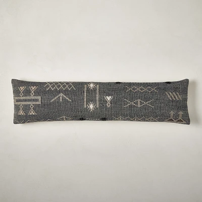 Minimal Moroccan Woven Pillow Cover, 12"x46", Midnight