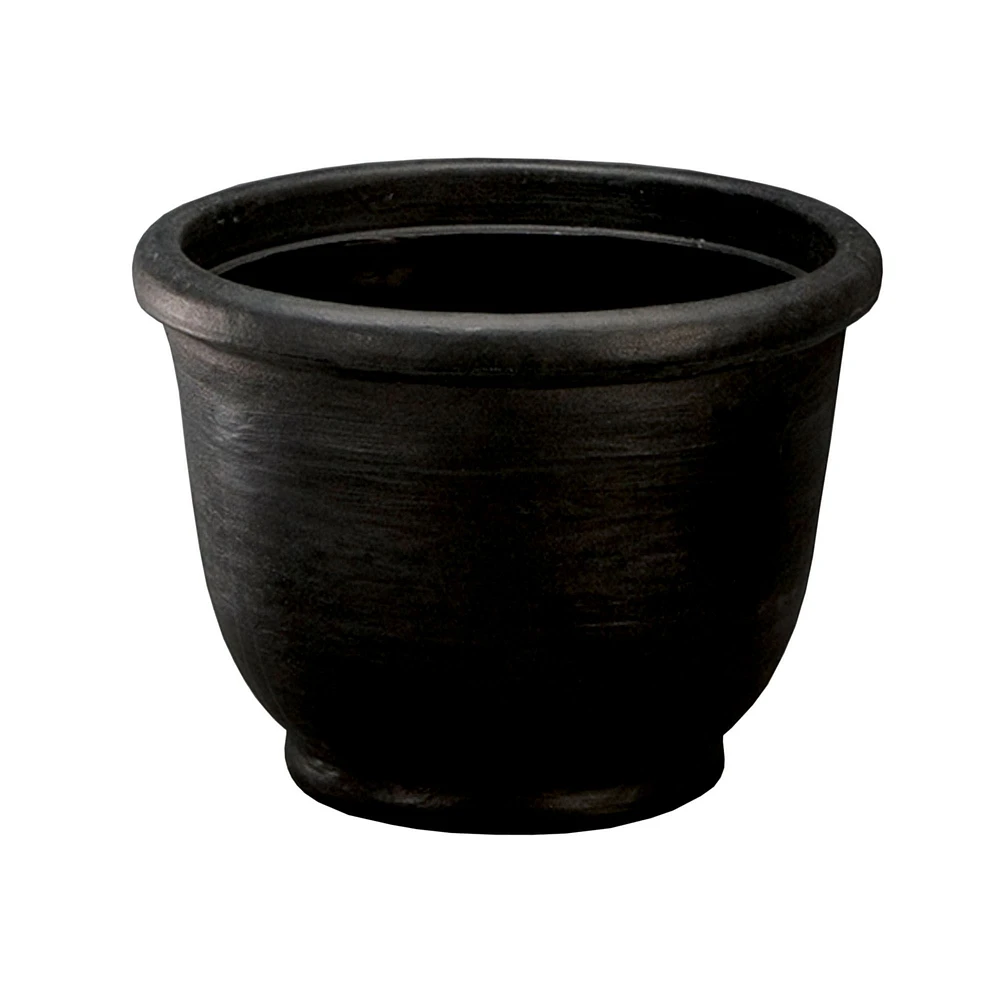 Agave Indoor/Outdoor Planter, 13.6"D x 10.75"H, Caviar Black