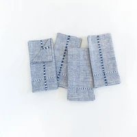 Pulled Handwoven Cotton Napkins Set Of 4 - Navy