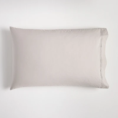 400TC Organic Percale Pleated Edge Standard  Pillowcase, White