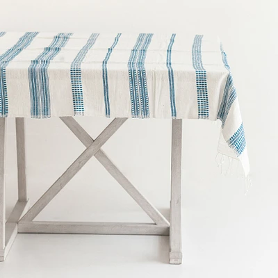 Aden Handwoven Cotton Tablecloth - Blue