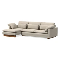 Harmony 112" Left Multi Seat 2-Piece Chaise Sectional, Standard Depth, Performance Distressed Velvet, Sand, Dark Walnut