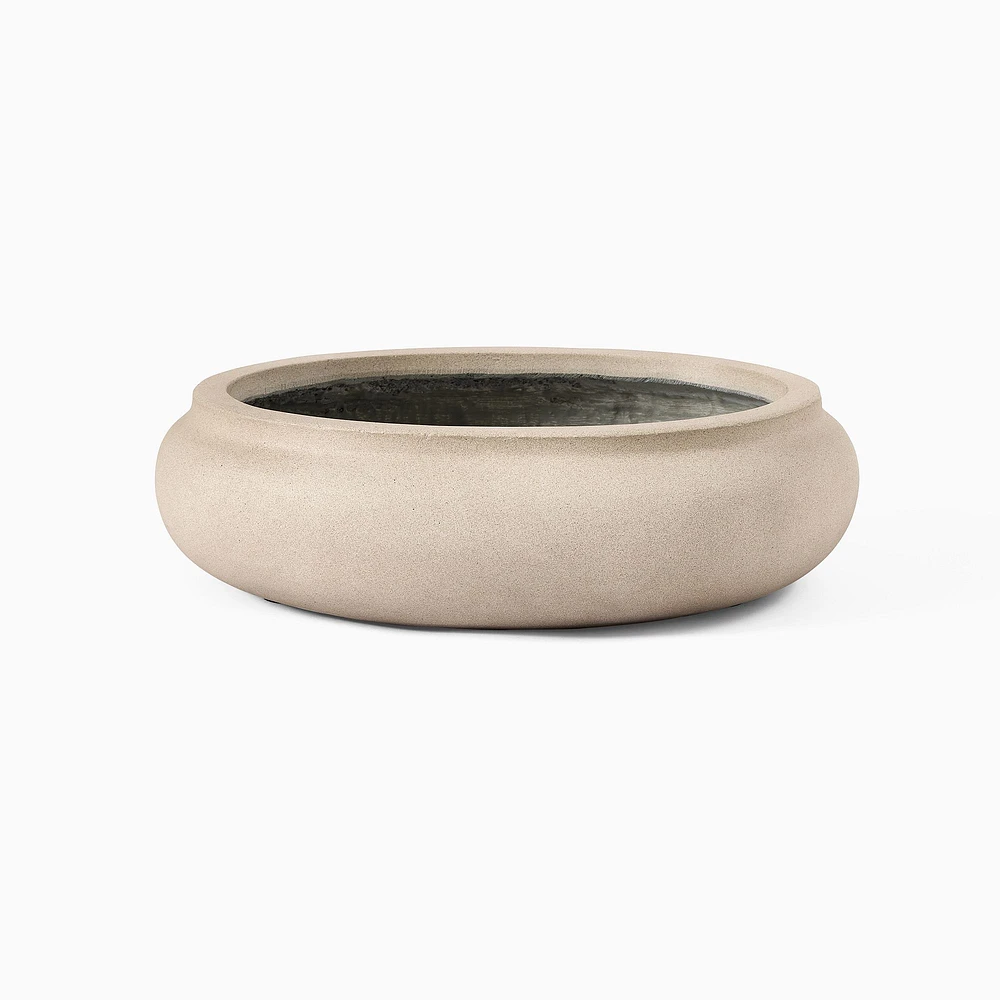 Ronan Ficonstone Indoor/Outdoor Bowl Planter, 16.5"W x 13"D x 4.5"H, Alabaster