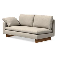 Open Box: Harmony Petite Left Arm 2 Seater Sofa Bench, Down, Performance Distressed Velvet, Sand, Walnut