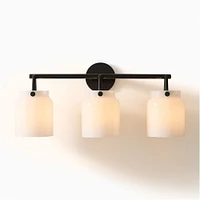 Henry 26" 3-Light Sconce, Dark Bronze, Milk Glass