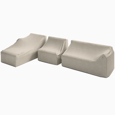 Santa Fe Slatted 3 Piece Sectional Set 4: Left Arm Sofa + Armless Single Right Chaise Protective Cover