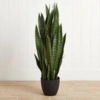 Faux Tabletop Sansevieria Plant, 35", Green