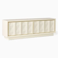 Carved Pattern 60" Media Console, Ivory Lacquer