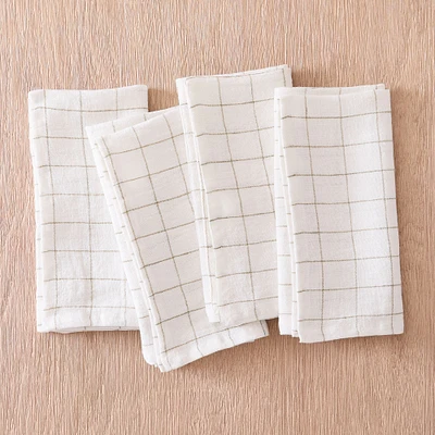 Creative Women Stone Washed Linen Windowpane Napkins (Set of 4) | West Elm