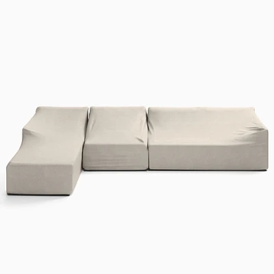 Coastal 3 Piece Sectional Set 4: Left Arm Sofa + Armless Single Right Chaise Protective Cover