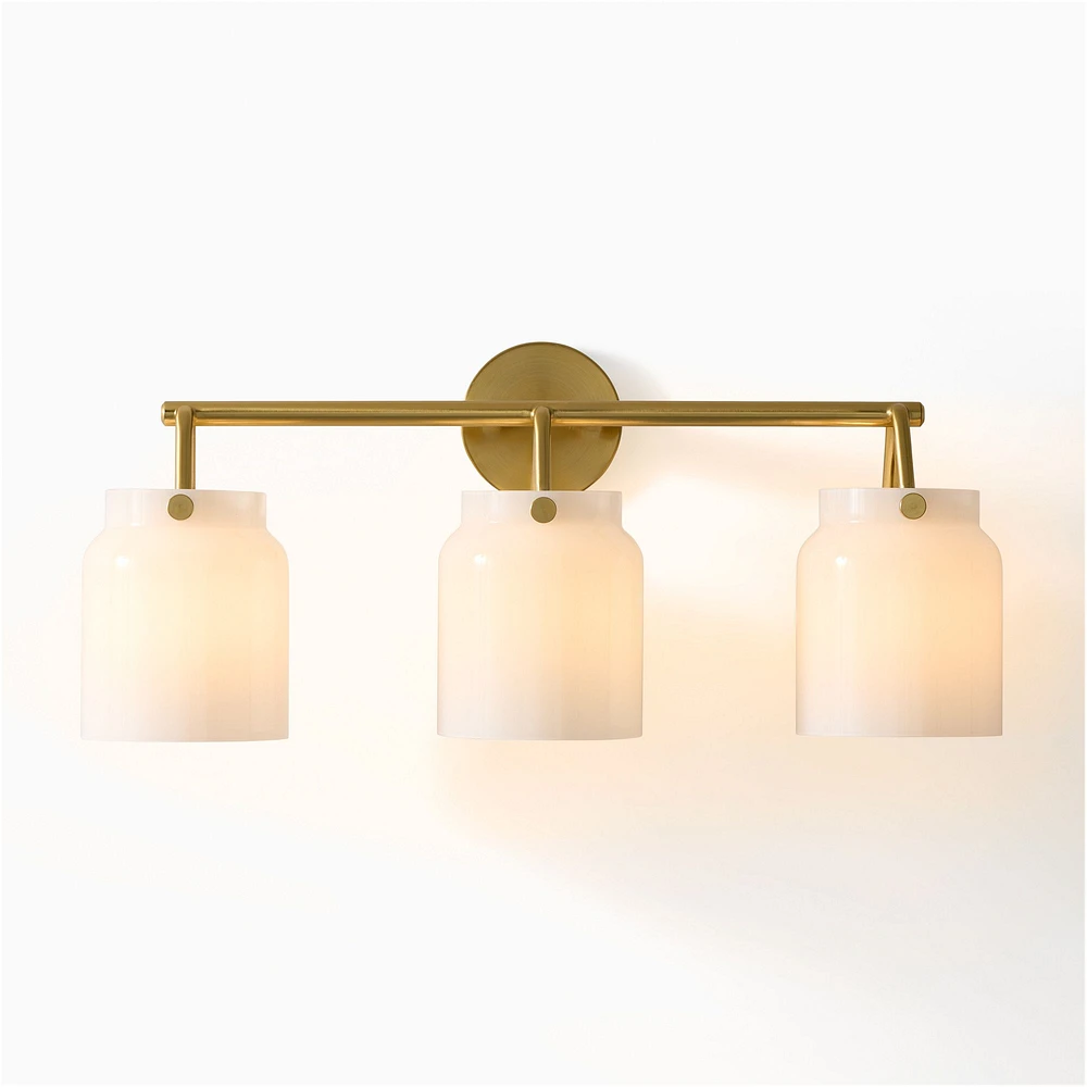 Henry 26" 3-Light Sconce, Dark Bronze, Milk Glass