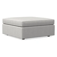 Open Box: Harris Large Square Ottoman, Poly, Performance+ Basket Slub, Frost Gray