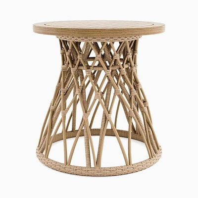 Teak & Wicker Outdoor Side Table (21.5") | West Elm