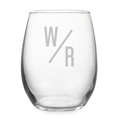 Deco Diamond Monogram Stemless Wine Glass, Set Of 4