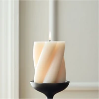 Chunky Twist Pillar Candle, White, 3x4