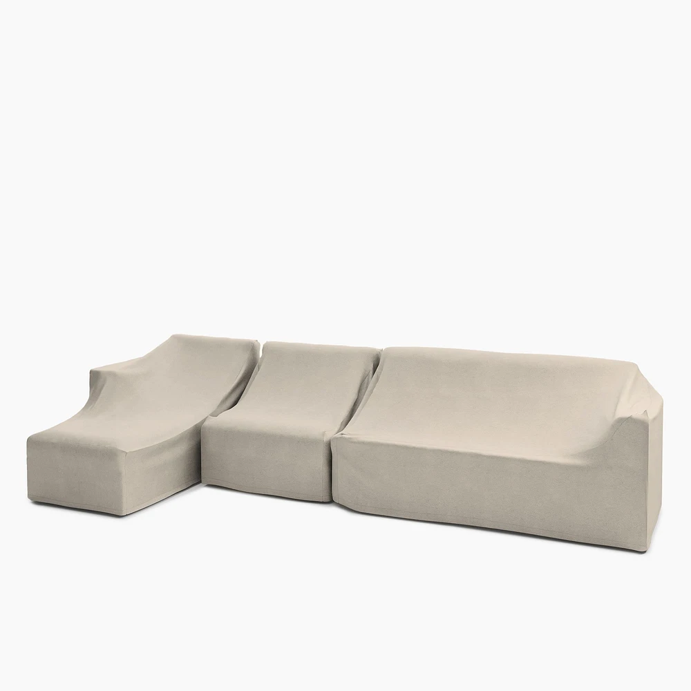 Porto 3 Piecec Sectional Set 4: Left Arm Sofa + Armless Single Right Chaise Protective Cover