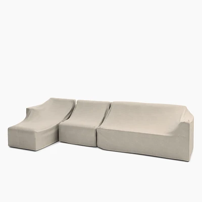 Porto 3 Piecec Sectional Set 4: Left Arm Sofa + Armless Single Right Chaise Protective Cover