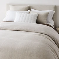 European Flax Linen Mini Waffle Full/Queen Duvet, White